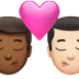 👨🏾‍❤️‍💋‍👨🏻 kiss: man, man, medium-dark skin tone, light skin tone display on Apple